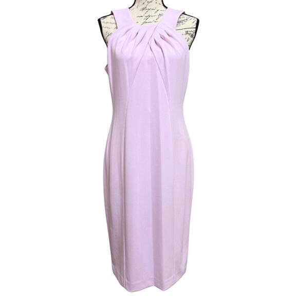 Calvin Klein Dresses & Skirts - Calvin Klein Pleated Halter Neck Sheath Dress Size 10 Pale Lilac Scuba Crepe NEW